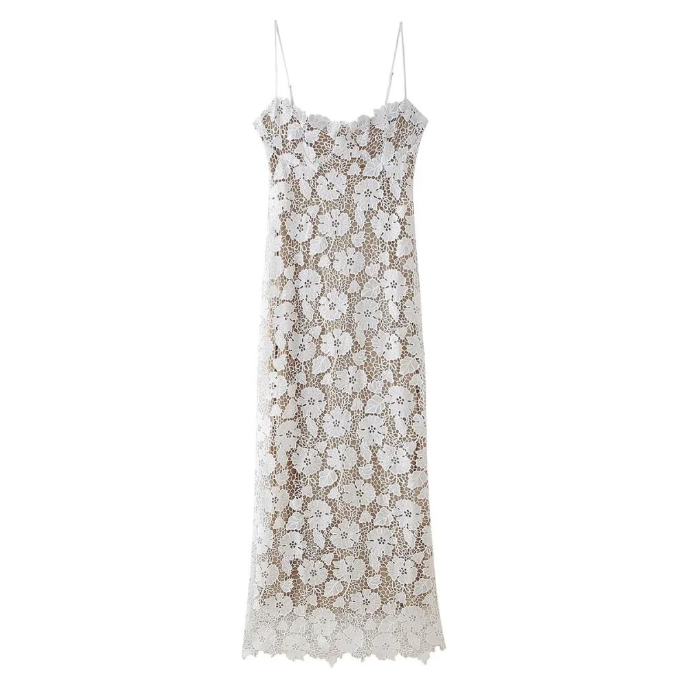 Womens  Dresses | Flower Crochet Maxi Dress