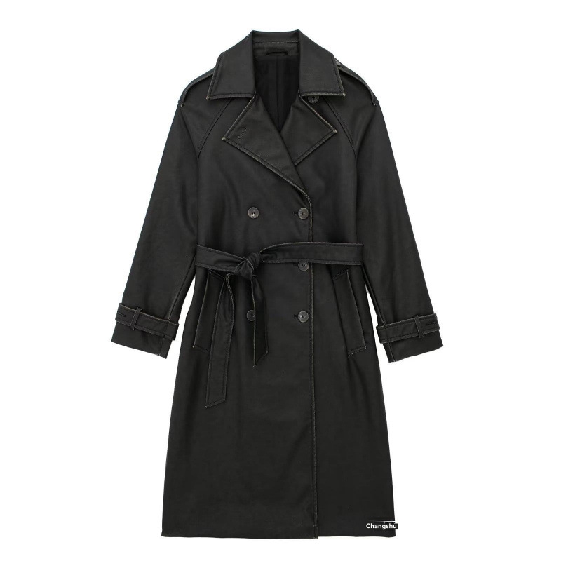 Womens  Jackets | Chicago Faux Leather Trench Coat