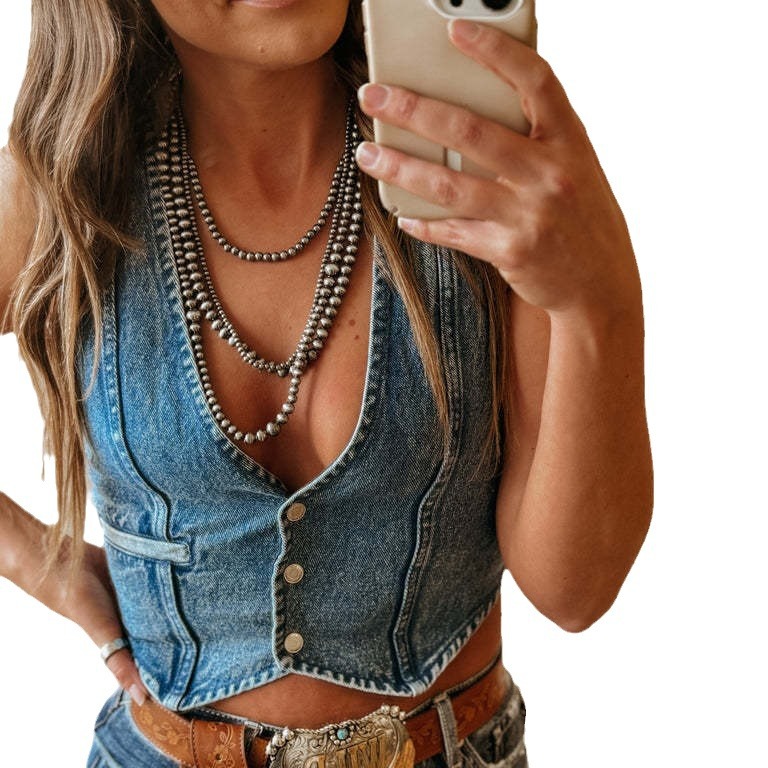 Womens  Jackets | Harley Denim Halter Vest