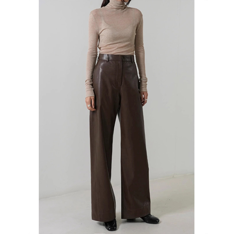 Womens  Pants | Faux Leather Wide Leg Pant