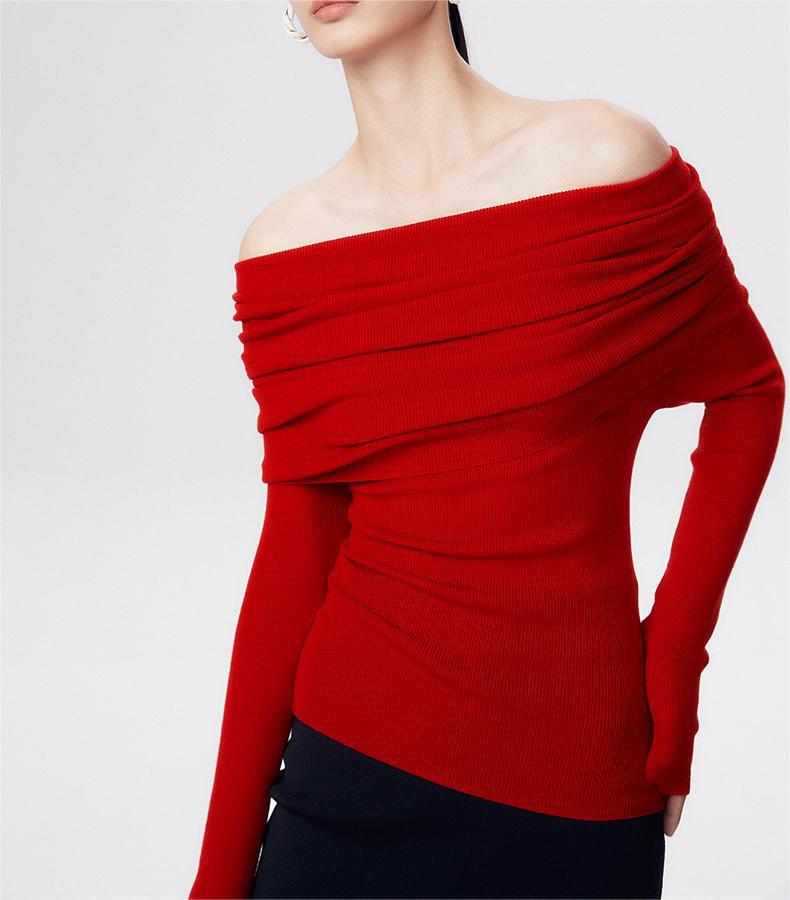 Womens  Tops | Everfine Rib Ruched Off Shoulder