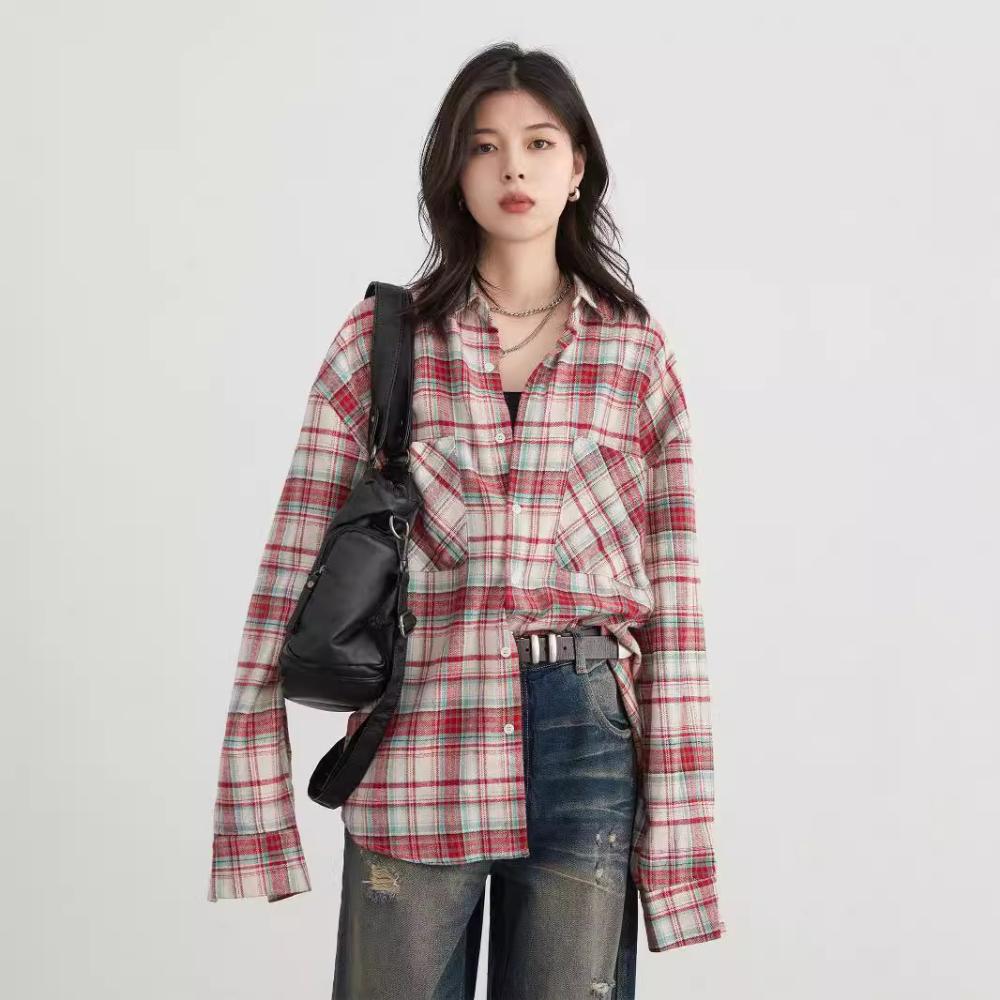 Womens  Tops | Flannel Boyfriend Long Sleeve Shirt