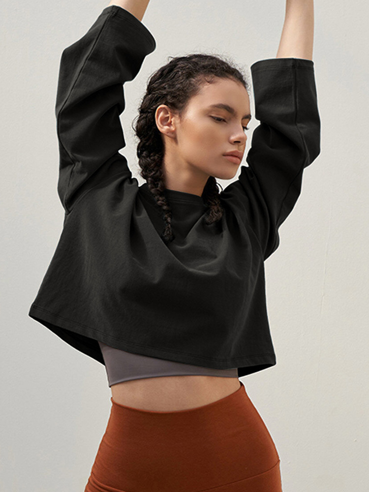 Womens  Tops | Jordyn Boat Neck Chopped Long Sleeve Top