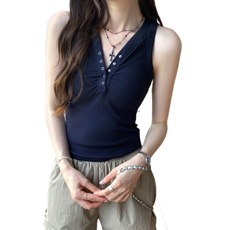 Womens  Tops | Kelsey Button Front Henley Tank