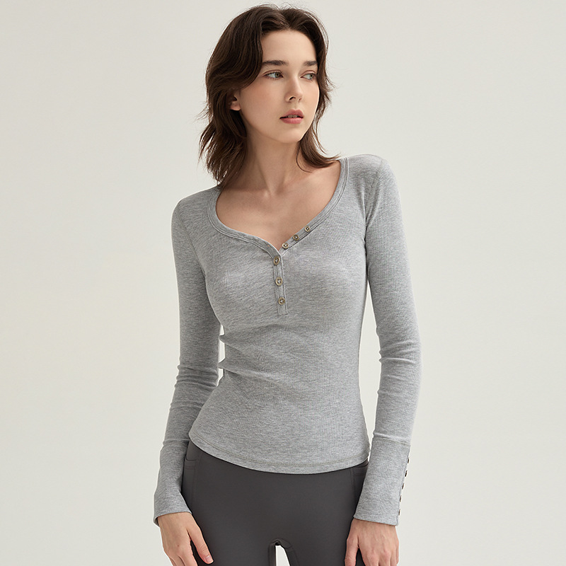 Womens  Tops | Kelsey V Front Henley Long Sleeve