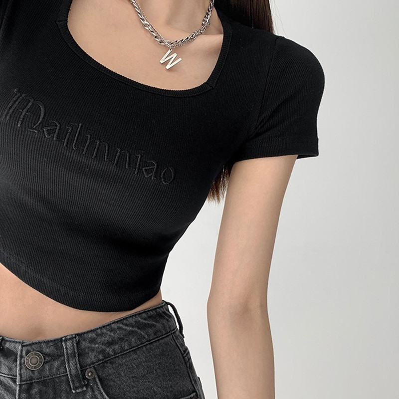 Womens  Tops | Scoop Neck Rib Graphic Tee