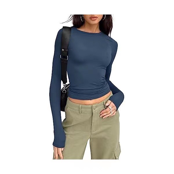 Womens  Tops | Staple Rib Boat Neck Long Sleeve Top