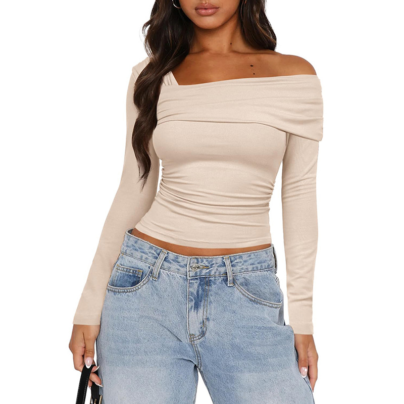 Womens  Tops | Staple Rib Off Shoulder Long Sleeve Top