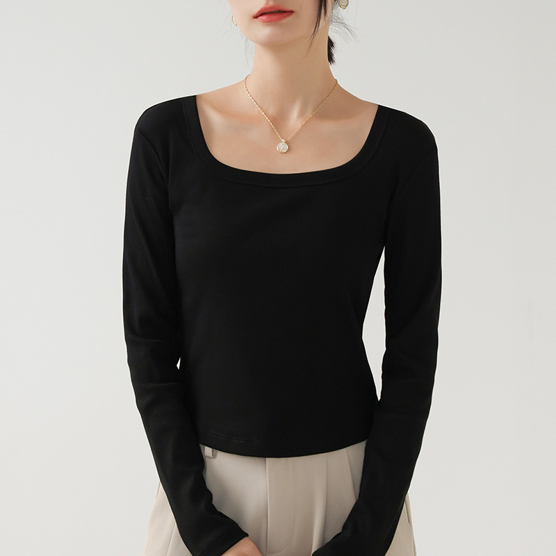 Womens  Tops | Staple Rib Scoop Neck Long Sleeve Top