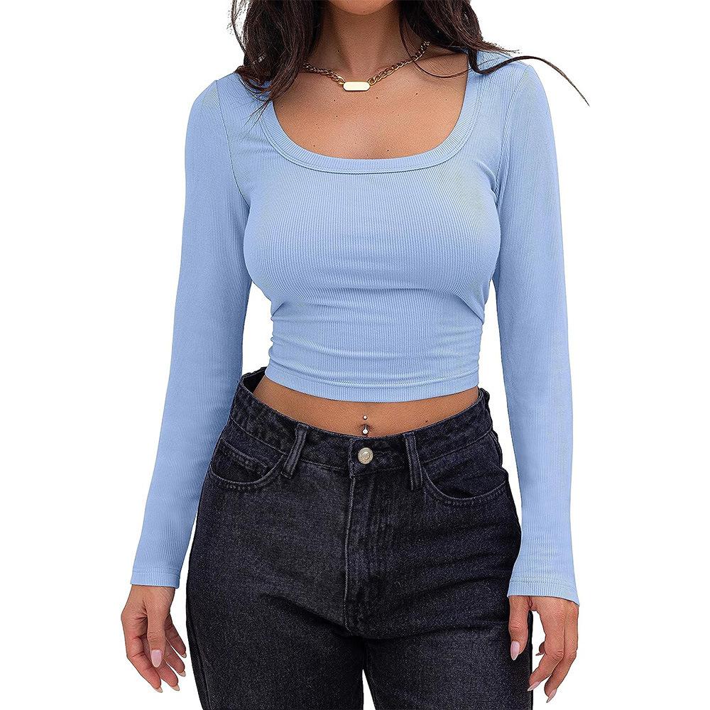 Womens  Tops | Staple Rib Scoop Neck Long Sleeve Top