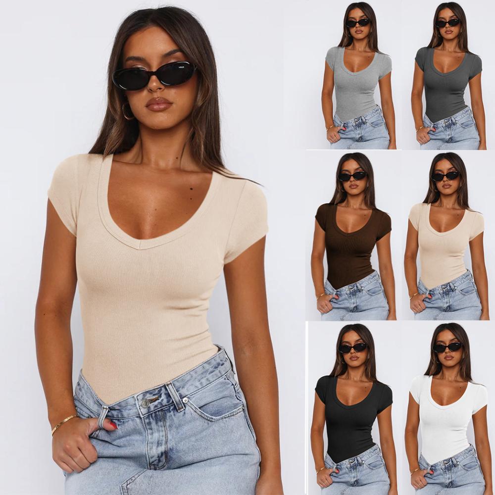 Womens  Tops | Staple Rib Scoop Neck Short Sleeve Top